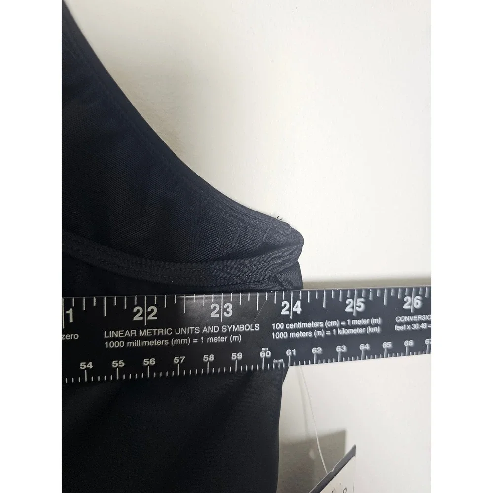 [Goth/Chic] Torrid Mesh High Neck One Piece Swimsuit Womens 5 5X 28 Black Ruched